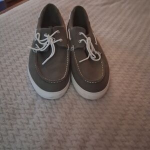 Timberland Gray Boat Shoes with White Laces